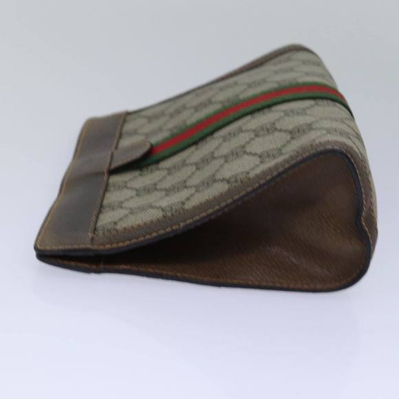 GUCCI GG Supreme Web Sherry Line Clutch Bag PVC Beige Red 84 01 001 Auth th5211 - Picture 3 of 16